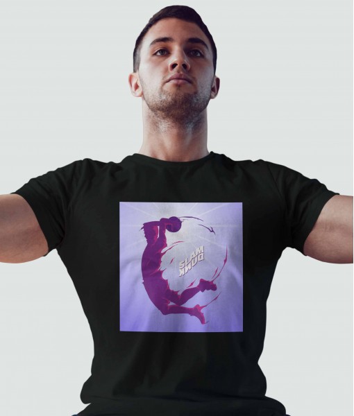 Мъжка тениска с щампа Спортни Илюстрации Slam dunk silhouette